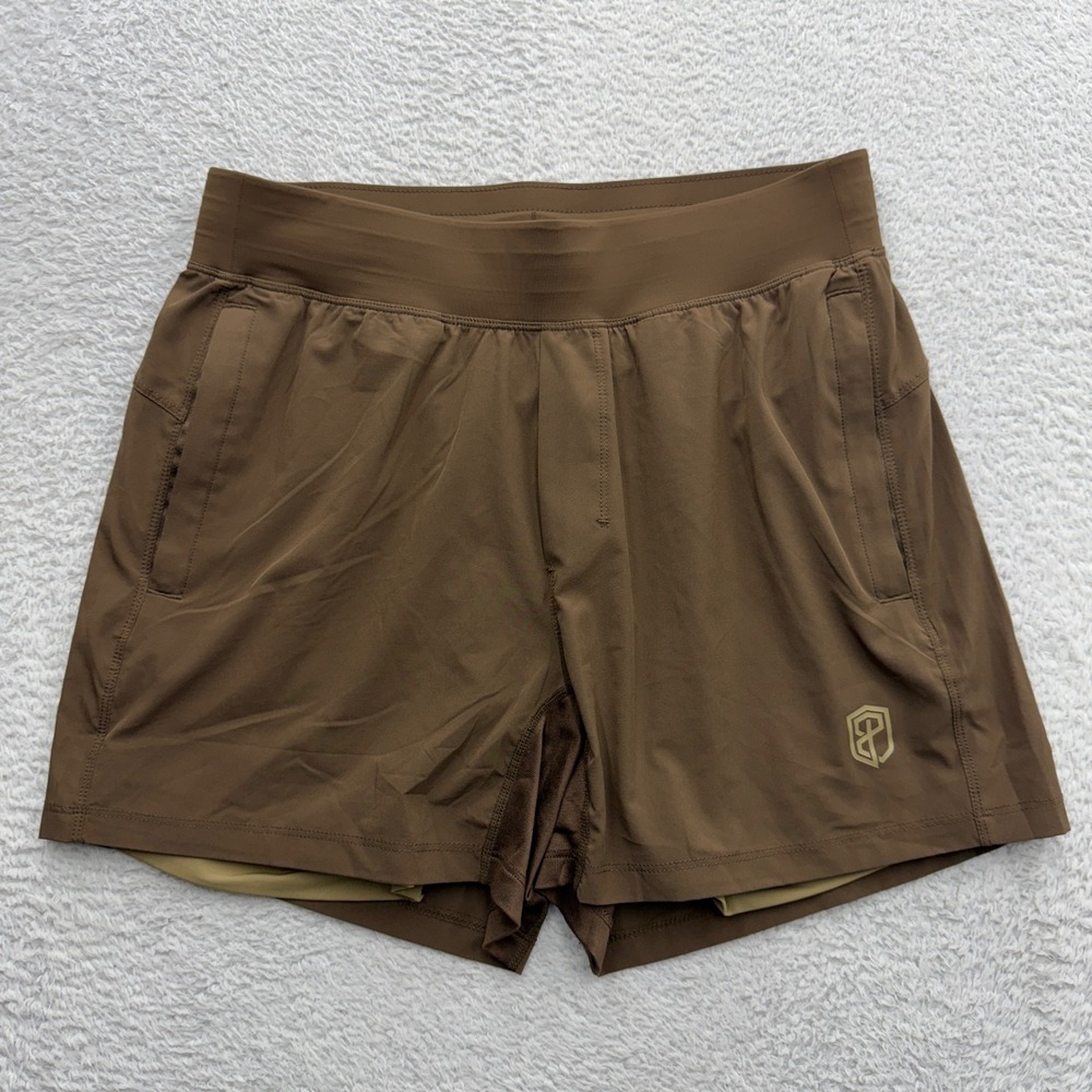 BP Born Primitive Mens Brown Athletic Training Shorts with Liner Size Small